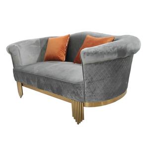 KIKA-sofá tapizado de tela de terciopelo azul, patas doradas de estilo americano de alta calidad, 3 asientos, nuevo diseño - Product Image 4