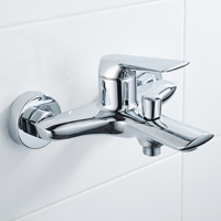 Robinet de bain/douche mural Lodi 606-4 en laiton chromé poli, mitigeur monocommande eau chaude/froide, cartouche céramique, garantie 5 ans