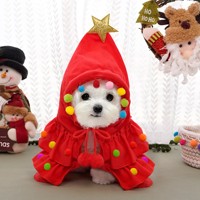 Costume de transformation à capuche pour chien et chat, motif sapin de Noël, en polyester, pour l'automne, l'hiver, l'été et les fêtes de Noël, vente en gros pour animaux de compagnie
