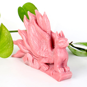 ขายส่งงานแกะสลักรูปสัตว์จากหินเรกิ คริสตัลสีชมพู จิ้งจอกเก้าหาง - Product Image 1