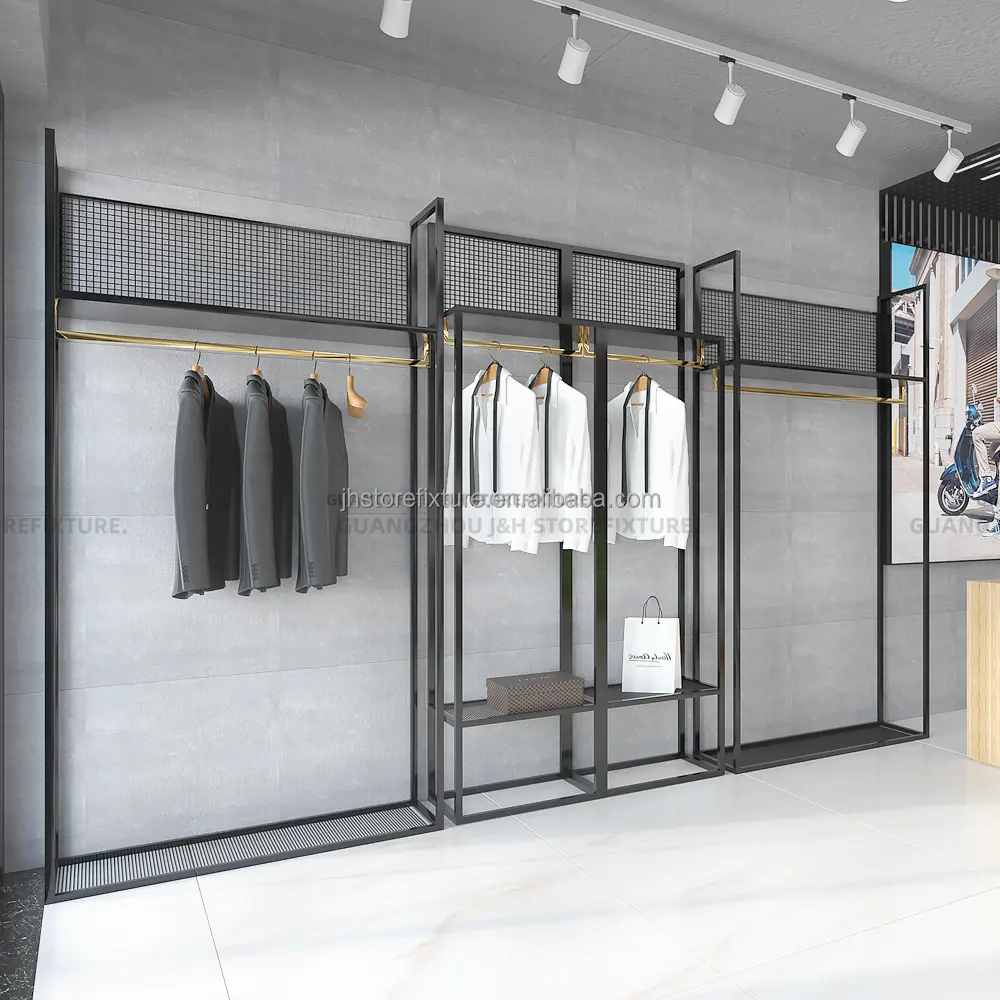 Black clothing shoe racks for clothing store men display shelves for fashion shop wedding suit display stand for men