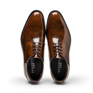 New Genuine Leather Men's Oxford <b>Shoes</b> Pearl Leather Trim Waterproof <b>Height</b> <b>Increasing</b> Lace-up Closure Suitable for Formal Wear. - Product Image 2