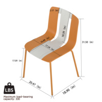 [Stock US] Lot de 4 chaises modernes à rayures colorées avec assise en plastique PP et pieds en métal robustes Expédition rapide depuis les États-Unis MOQ 1 ensemble