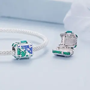 925 Sterling Silver Fashion Jewelry Charms For Bracelets Bangles Jewelry Making Custom Zircon Enamel Cute Pendants Charms Beads