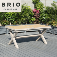 Ensemble de table et de chaises en bois plastique moderne pour l'extérieur, table extensible longue, imperméable, meubles de jardin en gros, directement de l'usine