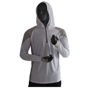 مخصص فوق بنفر 50 + الرطوبة فتل الرجال هودي طويلة الأكمام الصيد تيشيرتات للماء والرياح مع قناع - Product Image 5