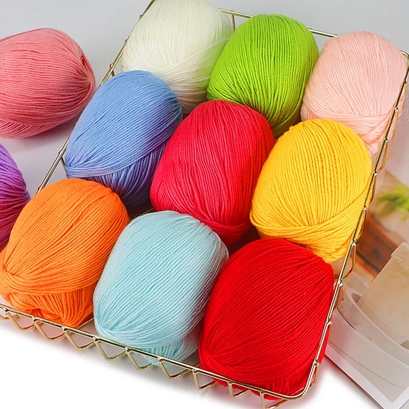 Dimuni 80 Colors Acrylic 6ply 50g Baby Yarn Hand Knitting Milk Cotton Crochet Yarn For Baby