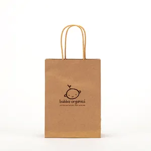 Brown custom your own logo with handle Biodegradable Underwear socks towels grocery shopping Handmade gift packaging paper bag