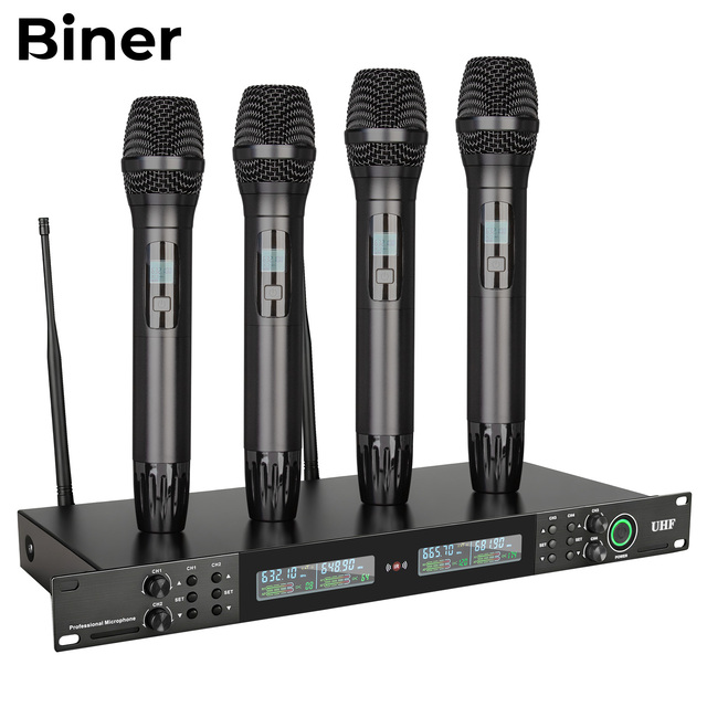 Newest Model UR422 Professional 4 Channels UHF Wireless Handheld Microphone for Stage Church Conference