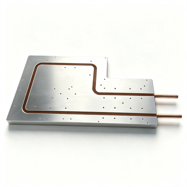 Aluminum Water Cooling Plate with Copper Tube, High Power IGBT Liquid Cold Plate Heatsink