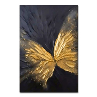 Peinture à l'huile peinte à la main du village de Dafen, toile abstraite moderne avec texture, motif papillon doré, pour fond de canapé de salon