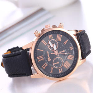 GENEVA Geneva Nouvelle <span class=keywords><strong>montre</strong></span> pour <span class=keywords><strong>femme</strong></span> de loisirs et de mode, à trois cadrans factices, bracelet en cuir double couche, <span class=keywords><strong>montre</strong></span> à quartz pour <span class=keywords><strong>femme</strong></span> - Product Image 1