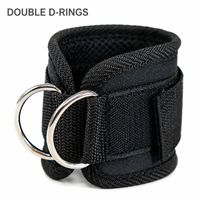 Sangle de cheville réglable en caoutchouc à double anneau en D pour entraînement des fessiers et des jambes sur machine à câbles