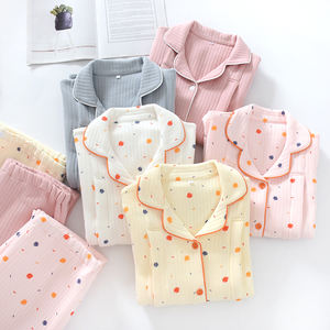 <span class=keywords><strong>Allaitement</strong></span> hiver pyjamas manches longues col en V chemise de nuit femmes vêtements de nuit coton chemise de nuit ensemble pour les femmes - Product Image 1