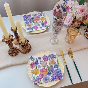 New cross-border floral print napkins, party <b>tissues</b>, themed <b>colorful</b> plant party disposable napkins - Product Image 1