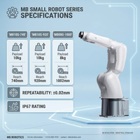 Brazo Robótico Pequeño de Alta Precisión de 6 Ejes, Carga Útil de 8kg-10kg, Alcance de 740mm-1002mm para Pruebas y Ensamblaje Electrónico Automatizado