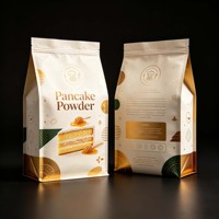 Sachet personnalisé imprimé pour farine à gâteau, fond plat, emballage pour poudre à crêpes, scellable à chaud, avec fermeture éclair, pochette en plastique pour mélange de farine