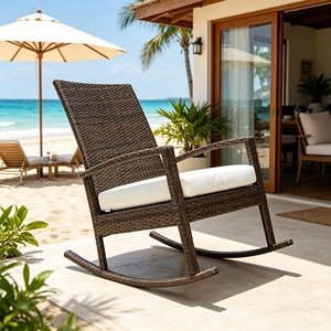 Chaise à bascule moderne en rotin PE, vente chaude d'usine, chaise <span class=keywords><strong>de</strong></span> loisirs d'extérieur résistante aux intempéries, idéale pour balcon et <span class=keywords><strong>jardin</strong></span>, vente en gros à prix abordable - Product Image 1