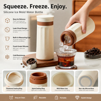 Lvyin Bac à glaçons en silicone moderne et minimaliste, conception à pression, qualité alimentaire, hermétique, congélation rapide, refermable pour boissons froides