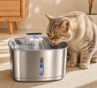 Fontaine à eau automatique pour animaux de compagnie, intelligente, écologique, moderne, en plastique et acier inoxydable, batterie rechargeable, capteur de mouvement, grande capacité