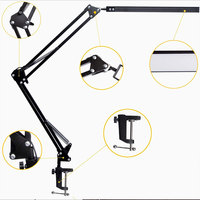 Lampe de bureau moderne en métal à bras oscillant à LED 12W, bras réglable, gradable, soins oculaires avec pince