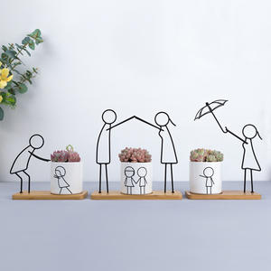 Ensemble de combinaison à fleurs succulentes en céramique et fer, série de heureux Parent-enfant, style nordique, Simple et créatif - Product Image 1