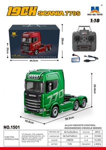 Camión Tractor de Aleación Huina 1501 <span class=keywords><strong>Scania</strong></span> con Licencia 770S V8 1/18 <span class=keywords><strong>RC</strong></span> 19CH 2.4G 6WD Modelo de Camión Remolque de Ingeniería con Luz y Sonido - Product Image 6