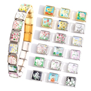 New Design Italian <b>Charms</b> Non Tarnish Stainless Steel 18 Gold Plated Flower Italian <b>Charm</b> Bracelet - Product Image 2