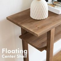 Table console en bois massif de style rustique et bohème avec étagères en rotin - Design ouvert à 3 niveaux pour entrée, salon, hall d'entrée (Chine)