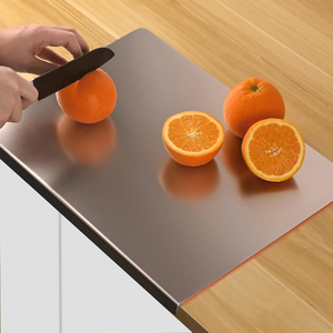 Grandes planches à découper en acier inoxydable pour la cuisine, <span class=keywords><strong>planche</strong></span> à découper avec rebord pour comptoir, <span class=keywords><strong>planche</strong></span> à découper double face pour viande et légumes - Product Image 1