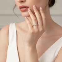 Passer diamant testeur VVS Moissanite bijoux de fiançailles 925 argent Sterling plaqué or 18K mariage vague bande demi pavé pile anneau