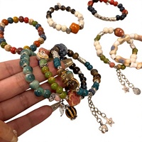 Bracelet artisanal pour femme, nouveau style chinois, ethnique, en céramique et porcelaine perlée, rétro artistique traditionnel chinois, Yiwu