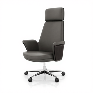 <span class=keywords><strong>Silla</strong></span> de Oficina Ejecutiva Giratoria de Diseño Moderno, Respaldo Alto de PVC, Reposacabezas Ajustable, <span class=keywords><strong>Reclinable</strong></span>, Base de Aleación de Aluminio de Cinco Estrellas con Ruedas - Product Image 3