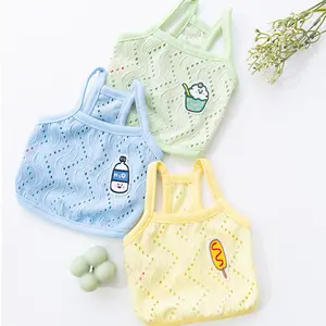Cat Clothes Simple Style Cartoon Applique Colored Eyelet Fabric Cat Vest Breathable Soft Cool Summer Pet Clothes