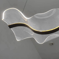 Lustre LED en fer et acrylique design, bande lumineuse longue pour bureau de vente, hall d'hôtel, réception, bar, décoration artistique, restaurant