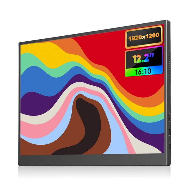 LumiCreate 12.2 Inch 2K HD IPS Panel PC Portable Monitor VESA Stand Dual Built-in Speakers Black Business Screen USB Type-C