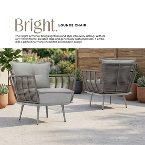 Fauteuil de jardin tressé en corde pour l'extérieur, fauteuil rembourré moderne pour patio, idéal pour hôtel, villa, cour. - Product Image 3