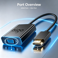 Adaptateur VGA vers audio vidéo, livré avec prise audio 3,5 mm et alimentation Micro USB, Plug & Play pour projection en salle de conférence