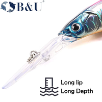 Leurre de pêche dur flottant imprimé en 3D B&U JT15 110 mm 15,3 g ABS pour la pêche en eau douce, rivière, mer, bar, dorade, brochet, sandre