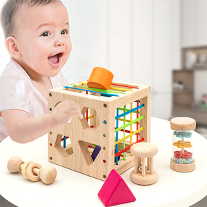 Juguetes para Bebés 6 en 1, Cubo Clasificador de Formas de Madera para Educación Temprana, Juguetes Montessori, Juguetes de Desarrollo, Regalos Unisex - Product Image 3