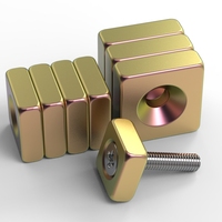 N42 Aimants rectangulaires en néodyme avec blocs cuboïdes plaqués or 18K Matériaux magnétiques industriels avec service de traitement par pliage