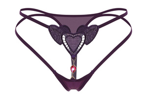 Lencería sexy de perlas grandes para mujer, tanga bordada con abertura en la entrepierna, tanga de tiro bajo con lazo, perlas y detalles para adultos. - Product Image 4