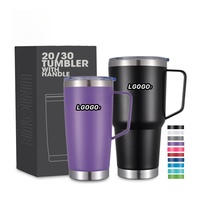 Gobelets de voyage isothermes à double paroi en acier inoxydable 18/8, 20 oz et 30 oz, avec poignée, personnalisables avec logo, collection 2026 – Les plus populaires