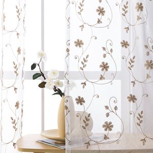Elegante motivo floreale ricamato <span class=keywords><strong>tende</strong></span> trasparenti per soggiorno camera da letto finestra <span class=keywords><strong>fiori</strong></span> ricamo bianco Voile pannello tenda - Product Image 4