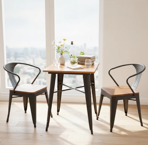 Conjunto de Comedor para Patio de Estilo Industrial Moderno 2026, Muebles de Bistró de Madera Sólida Resistentes a <span class=keywords><strong>la</strong></span> Intemperie para <span class=keywords><strong>Terraza</strong></span> de <span class=keywords><strong>Restaurante</strong></span> - Product Image 5