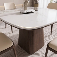 Ensemble de table à manger extensible en bois écologique gris clair moderne de luxe avec chaises en cuir PU pour la maison et l'école