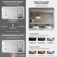 Miroir automatique de forme carrée à DEL avec lumière à capteur tactile intelligent en verre de taille personnalisée Miroirs de salle de bain muraux intelligents