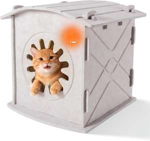 Casa para Gatos de Fieltro Resistente para Invierno, <span class=keywords><strong>Cueva</strong></span> Calefactable, Cama Portátil, Extraíble, Resistente a Arañazos, Aislamiento Térmico, Diseño Moderno y Elegante, Pequeña - Product Image 1