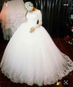 2022 long sleeve lace wedding dress A line bridal gown robe de mariage