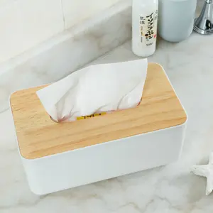 Suporte de lençol de papel descartável DS2940 para bancada de banheiros, tampa de papel de banheiro com tampa de madeira de bambu